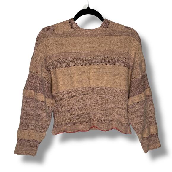 Free People Lemonade Stand Sweater Size Small V Neck Crop - Picture 6 of 10